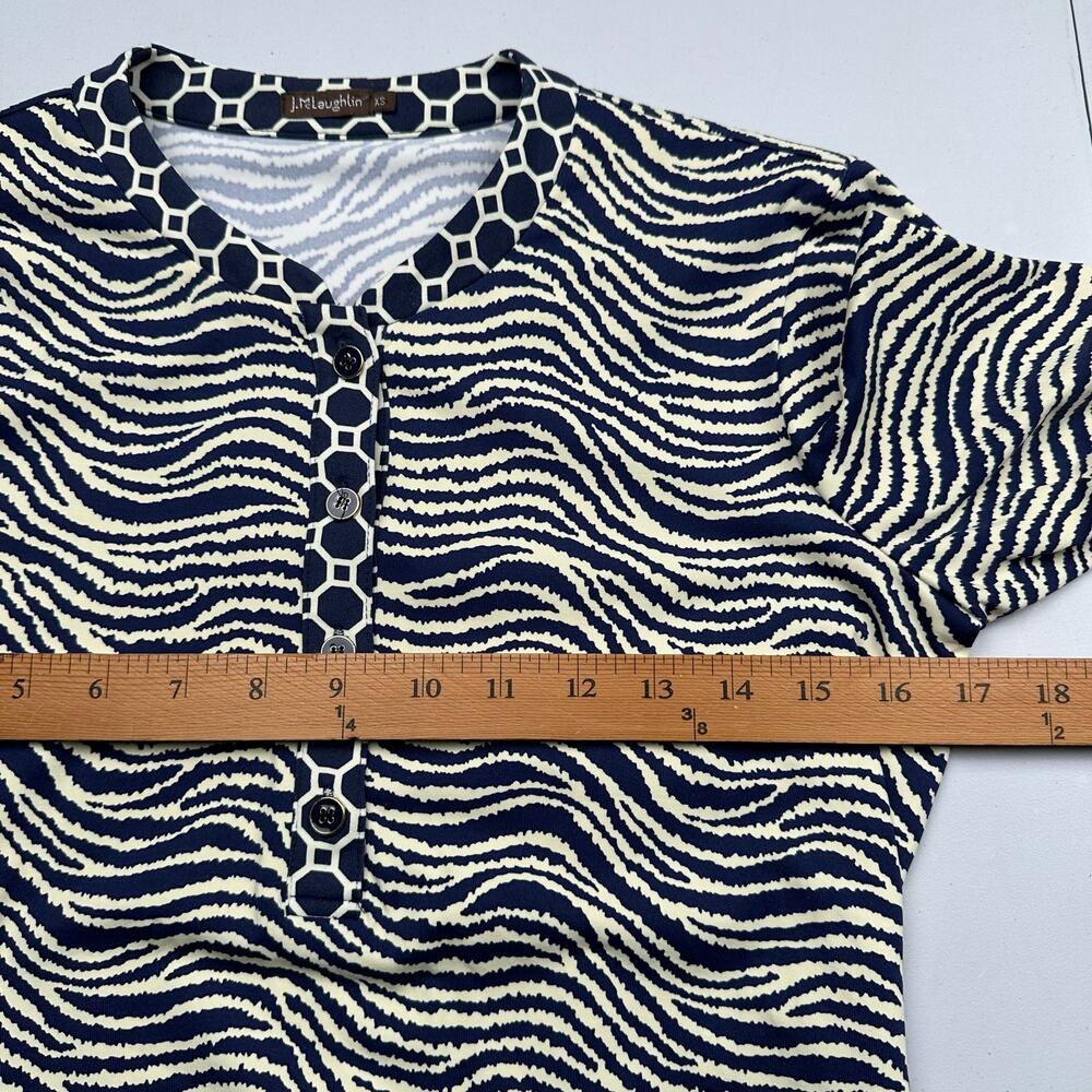 J Mclaughlin Top Womens XS Navy Zebra Catalina Tunic 3/4 Length Sleeve Stretch - Picture 12 of 15